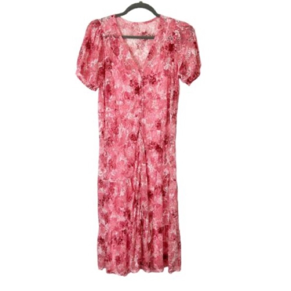 TORRID Maxi Pink Lace Tiered Button Front Dress | Size 0